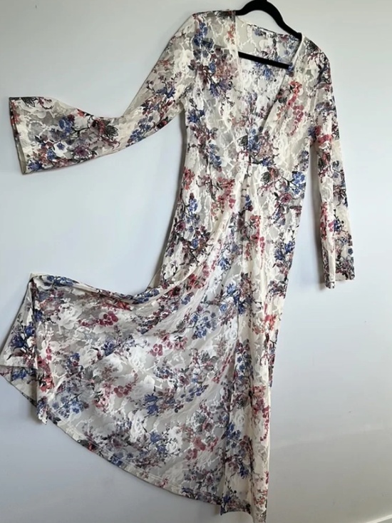 En Créme Dresses & Skirts - EN CRÈME Floral Lace Midi Duster Cardigan Kimono Balletcore Fairycore